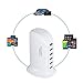 Qooltek 44W 6 Port USB Desktop Charger Tower Charger Portable Charging Station Multi-port Dock for Smartphone Tablet and Other USB Devices(White)