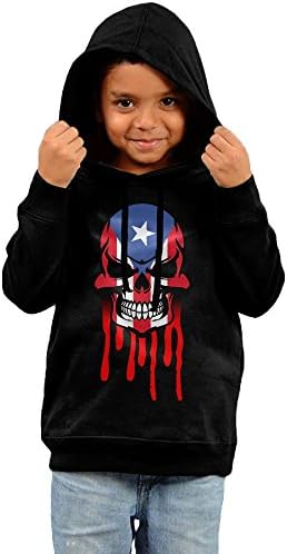 Dripping Puerto Rico Skull Flag Unisex Little Boys' Girls' Long-sleeve Cotton Pullover Maverick Kids Hoodies Sweatshirts