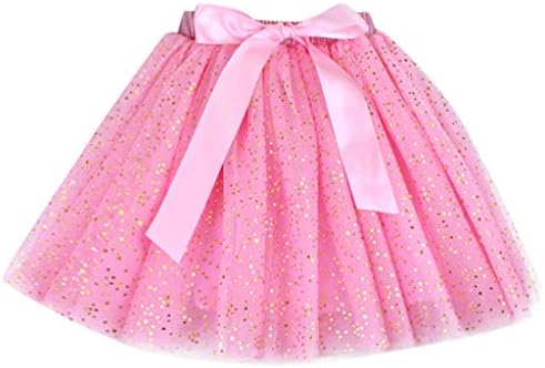 Lazzboy Girls Tutu Tulle Ballet Skirt Stars/Love Sparkly Sequins Glitter for 2-8 Years Costume Party Fancy Dress-up