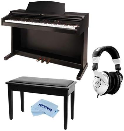 Kawai CE220 88 Wooden-Key Action Digital Piano - Bundle With Behringer HPS3000 High-Performance Studio Headphones, On-Stage KB8904B Deluxe Piano Bench with Storage Compartment, Microfiber Cloth