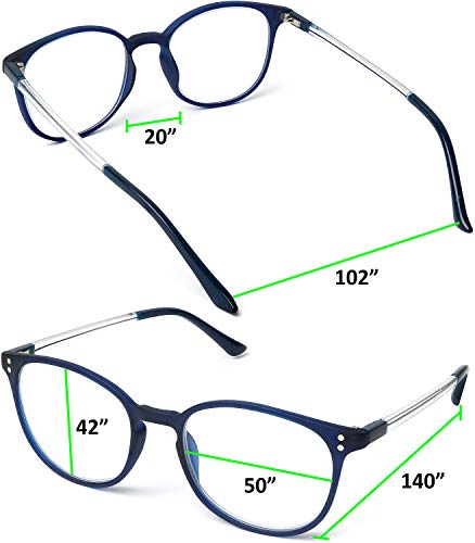 Reading Glasses 3 Pair Stylish Navy Readers Fashion Glasses for Reading Men & Women +1.5 - Thumbnail 2