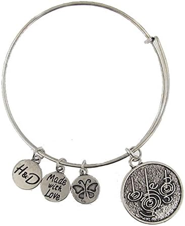 Hope And Destiny Rain Symbol Expandable Wire Silver Tone Bangle Bracelet