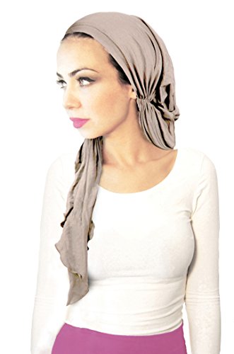 Pre-tied Headwear Versatile Ties Bandana Tichel Head-scarf Cotton in 26 Colors! (Light Beige - 361)