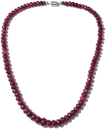 Enhanced Ruby Beads Platinum Plated Silver Necklace 265.7 cttw Size 20"