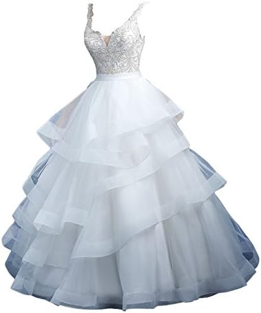 Rachel Weisz Women's Sexy V Neck Rhinestones Beading Wedding Dresses Evening Bridal Ball Gown Beige US6