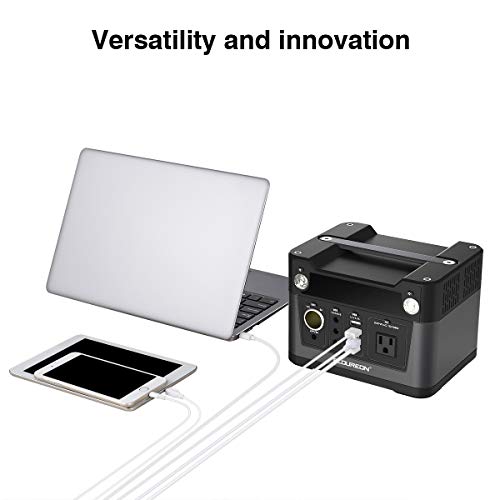 floureon 300W 280Wh/78000mAh Portable Power Station Solar Generator Power Supply Solar with 110V AC Outlet, QC3.0 USB, 12V/24V DC, Charged by Solar Panel/Wall Outlet/Car Charger