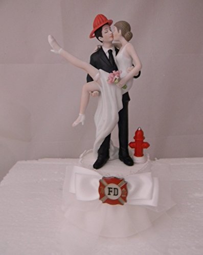Click Here to See More Images Wedding Party Reception Sexy Bride Fireman Firefighter Hydrant Cake Topper