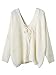 Choies Women White Long Sleeve V-Neck Lace Up Tie Back Knit Jumper Loose Sweater Tops