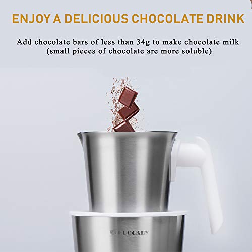 Huogary Milk Frother,4-in-1 Electric Automatic Milk Steamer and Hot Chocolate Maker Machine with Detachable Stainless Steel Milk Jug- Dishwasher Safe, BPA Free