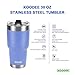 koodee Tumbler with Lid and Straw, 30 oz Stainless Steel Vacuum Insulated Travel Coffee Tumbler With Handle, 2 Straws, Brush (30 oz, Royal Blue)