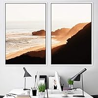2 Piece Framed Canvas Wall Art Coastal Scenery Canvas Prints Home Artwork Decoration for Living Room,Bedroom - 16
