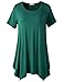 LARACE Short Sleeve Shirts for Womens Plus Size Tops Casual Summer Clothes Asymmetrical Tunic Blouses(Deep Green 3X)