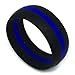 SAR - SAFE ACTIVE RINGS - 8MM Men or Ladies Flexible Black with Blue Stripe Police Force Silicon Rubber Wedding Band Ring