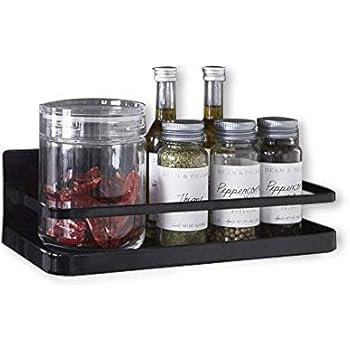 Refrigerator Spice Rack Organizer Single Tier Magnetic Fridge Spice Storage, Black