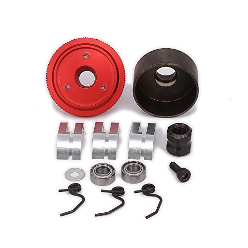 HobbyCrawler Clutch Bell Bearings 1/8 Scale Flywheel Assembly Kit Springs 14T Gear Nitro 21-28 Engine Parts for Redcat Racing HPI Avalanche XTR Hurricane XTR HSP RC Car (Red)