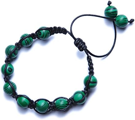 Shamballa Bracelet | Handmade Adjustable Bead Jewelry | For Men and Women | Simulated Malachite