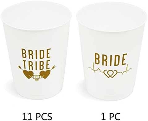 AlinkZ Bachelorette Party Cups + Bridal Shower Cups - Bride and Bride Tribe, 12 Count, 16 Oz.