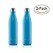 Eekay Wares 2 Pack PREMIUM QUALITY Stainless Steel Vacuum Insulated 17 oz Water Bottle, BPA Free, Leak Proof, Sweat Free, Keeps your drink Hot & Cold for hours , (Blue) Great For Coffee and Tea