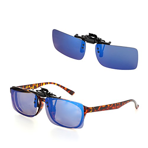 Hifot Sonnenbrille Aufsatz Clip on Sonnenbrille 2 Pack, polarisierte Linse passen über Korrekturbrillen, Flip-up randlose Myopie Sonnenbrille für Frauen und Männer – Bild 3