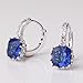 GULICX Fashion White Gold Electroplated Sapphire Color Blue Huggie Hoop Earrings Cubic Zirconia