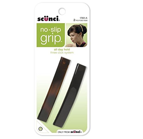 Scunci No-Slip Grip Auto Clasp Barrettes, Colors May Vary 2 ea (Pack of 3)