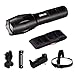 Beike S116A Ultra Bright LED Tactical Flashlights, Zoomable Adjustable Focus 5 Modes Water Resistant Handheld Light with Rechargeable Battery, Charger, Headlamp, Rotatable Bike Mount and Holster