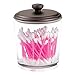 MetroDecor mDesign Bathroom Vanity Glass Canister Jar for Epsom Bath Salts, Soap, Cotton Balls, Swabs - Pack of 2, Clear/Bronze