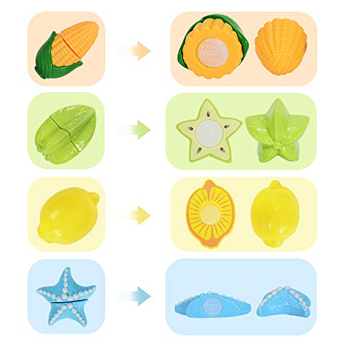 NextX Play Food for Kids Kitchen, Pretend Play Kitchen Accessories Set, Cutting Fruits Vegetables Kitchen Toy for Boys Girls