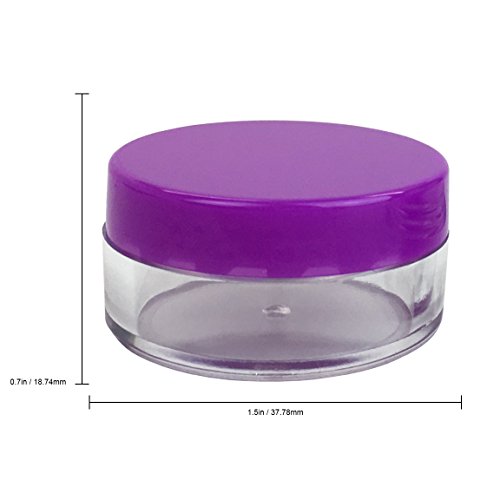 (Quantity: 40 Pieces) Beauticom 10G/10ML High Quality Clear Round Jars with Purple Lids for Beads, Gems, Glitter, Chrams, Small Arts and Crafts Items - BPA Free