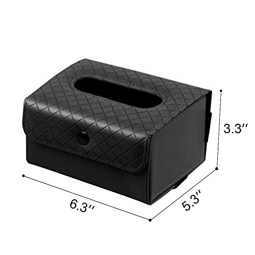 Trendypie Stylish PU Leather Foldable Rectangular Facial Tissue Box Cover Decorative Tissue Holder Napkin Holder Pumping Paper Case for Bathroom Bedroom Office Car Automotive - Thumbnail 2