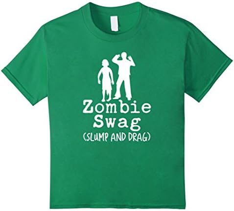 Kids Zombie Swag Slump and Drag T-shirt Spooky Halloween Tee 12 Kelly Green