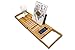 Bamboo Wooden Bathtub Expandable Tray Caddy - Luxury Spa Reading Organizer with Holder for Your iPad or Book - Adjustable Extending Slides Fit Most Jacuzzis & Tubs - Unique Gift Idea for Loved Ones