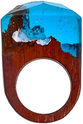 TENGZHEN Jewelry Handmade Wood Resin Rings Magical Miniature Snow Worlds Inside Ring Jewelry For Womens
