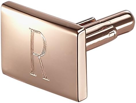 Visol Personalized Reza Rose Gold Metal Pair of Cufflinks With Engraved Letter/Initial