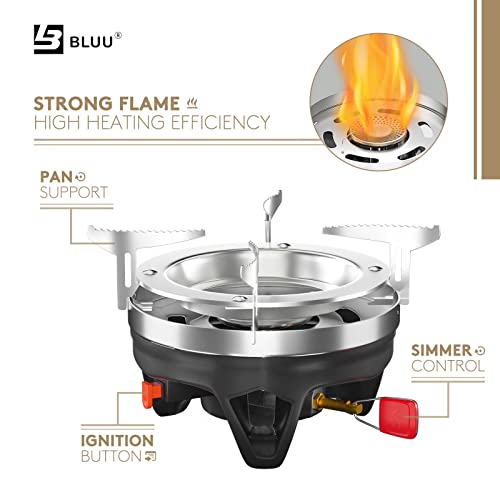 BLUU MOUNT Backpacking Camping Propane Stove, Outdoor Portable Camp Gas