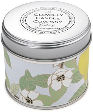 Clovelly Soap Co Handmade Natural Cedarwood &amp; Lemongrass Scented Soy Wax tin Aromatherapy Candle made in UK with Pure Essential Oils