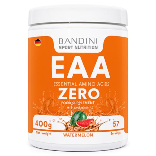Bandini® Eaa Aminosäuren Komplex 400Gr Pulver | Mit 9 Verschiedenen Amino Säuren &Amp; Vitamin B6 | Workout Booster, Muskelaufbau | Top Löslichkeit, Wassermelongeschmack | Hochdosiert, Laborgeprüft, Vegan