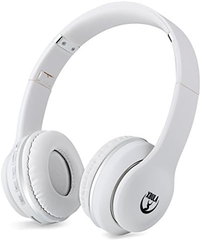Xbula Bluetooth Headphones Over Ear, Hi-Fi Stereo Wireless Headset, Rechargeable, Foldable, Soft Memory Earmuffs, w/ Built-in Mic and Wired Mode for PC/ Cell Phones/ TV (Moon White)