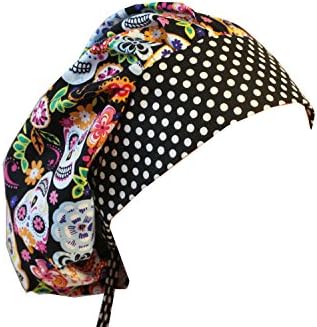 Scrub Cap Chef Hat Bouffant Flower Sugar Skulls Dots