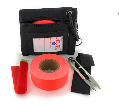 VAS HIGH Visibility Rainbow Trail Marking & Flagging Ribbon DLX Tape Trail Pack- Outdoor, Commercial & Industrial Use Organizer Utility Bag Scissors & Case Retention Strap (Orange, 2 Pack)