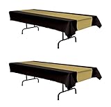 Beistle S57940-BKGDAZ2 Black & Gold Tablecover 2 Piece, Black/Gold
