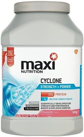 MaxiNutrition Cyclone Strength and Power Protein Shake Powder, 980 g - Strawberry