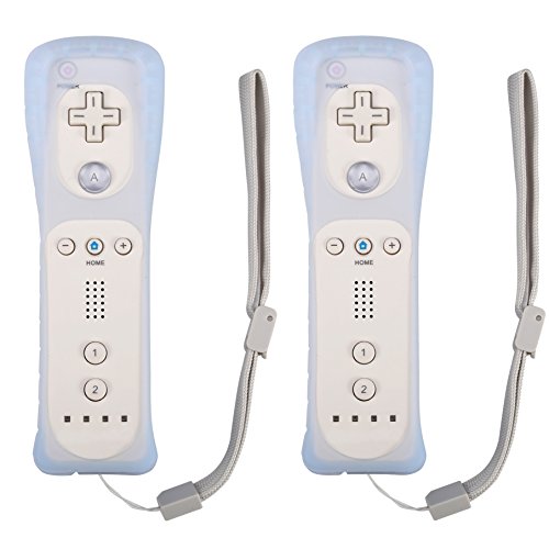 Poulep 2 Packs Wireless Controller for wii wii u Console with Silicone Case and Wrist Strap