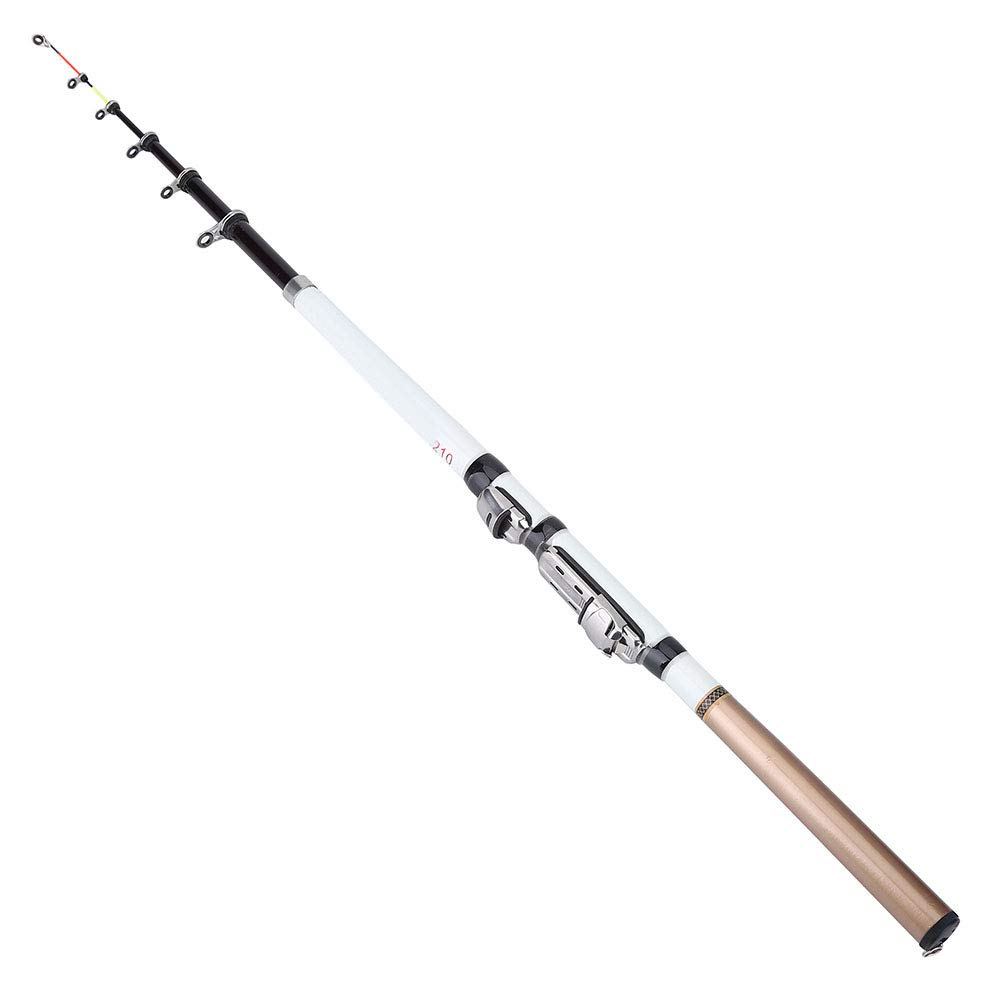 KIMISS Portable Telescopic Fishing, Travel Pole Canna Rod Mare Carbon Fiber (2.4m) (2.1)
