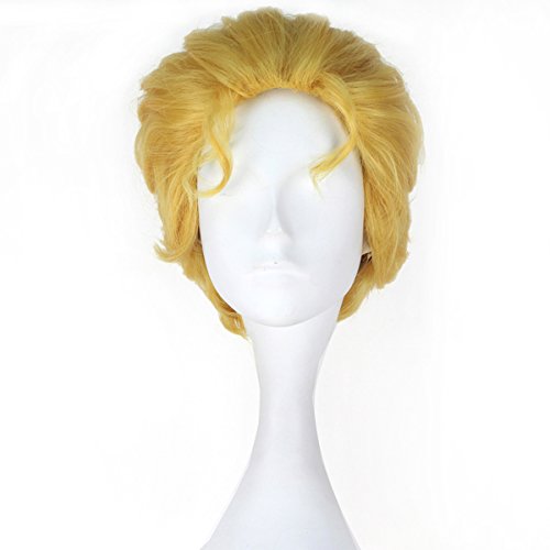 Miss U Hair Men Adult Unisex Short Wavy Yellow Golden Hair Anime Cosplay Wig C215
