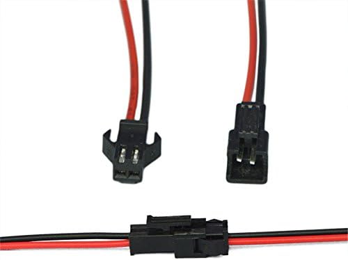 Yaqing Lighting 10 Pairs 2 Pin JST SM Connector Female Male 2PIN Plug And Socket With 15cm Wire Red/Black For 5050 3528 LED Strip