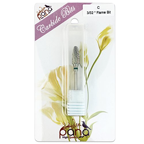 Pana 3/32" Flame Bit Safety Nail Carbide Bit - Silver Color (Grit: Coarse - C) for Electric Dremel Drill Machine