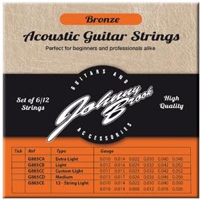 Johnny Brook Set Of 6 Bronze Acoustic Guitar Strings (Light Gauge)
