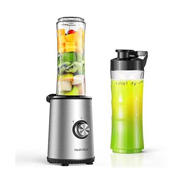 HadinEEon-Blender-Smoothie-Makers-Stainless-Steel-350W-3-Mode-Smoothie-Blender-Mixer-Personal-Blender-w-2-of-600ml-BPA-free-Tritan-Bottles-Silver HadinEEon Blender Smoothie Makers, Stainless Steel 350W 3-Mode Smoothie Blender Mixer Personal Blender w/ 2 of 600ml BPA-free Tritan Bottles, Silver