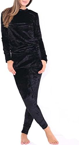 Women Sportswear Clothes Set Velvet Long Sleeve Turtleneck Top Pullovers+Pant
